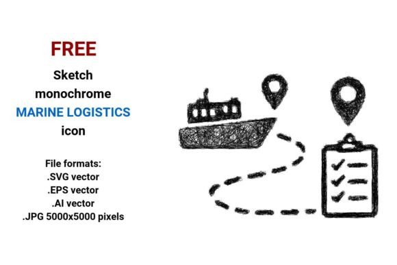 FREE Sketch Marine Logistics Icon: Your Go-To Design Element for Sea Logistics Projects