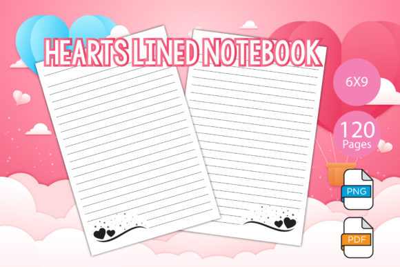 Hearts Lined Notebook for KDP Interiors: A Versatile Design Resource