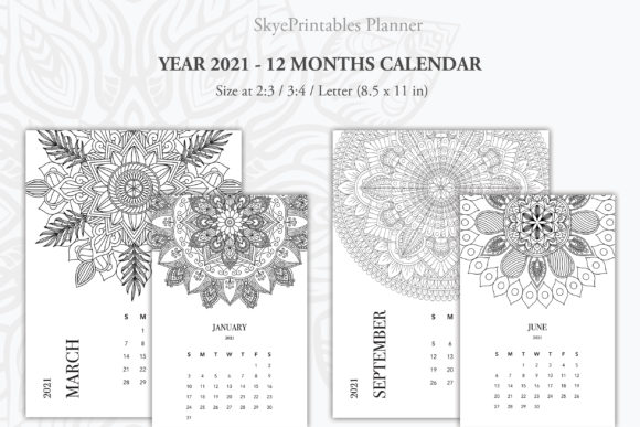 Mandala Monthly Calendar Printable 2021 – A Creative Way to Stay Organized